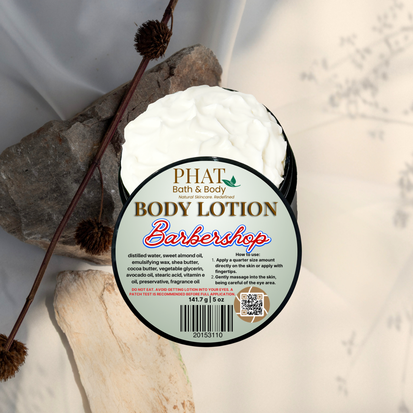 Barbershop Moisturizing Body Lotion for Men with Organic Shea & Cocoa Butter, 5 oz
