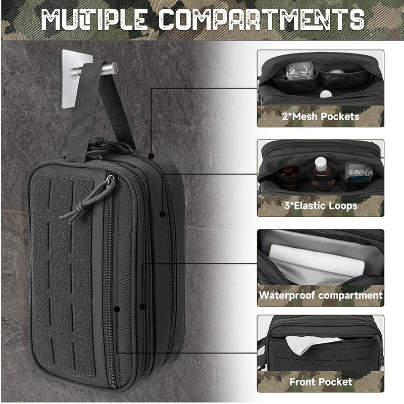 Men's Tactical Toiletry Organizer Bag - Outdoor Travel Makeup Pouch with Multiple Compartments